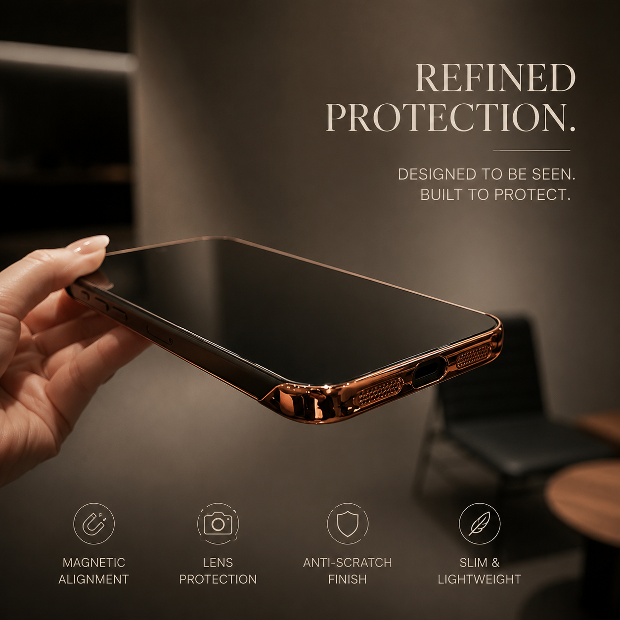 Premium Luxury iPhone Case MagSafe Compatible Frameless Transparent PC Cover Borderless Camera Protection Anti Fingerprint Anti Scratch Durable Design