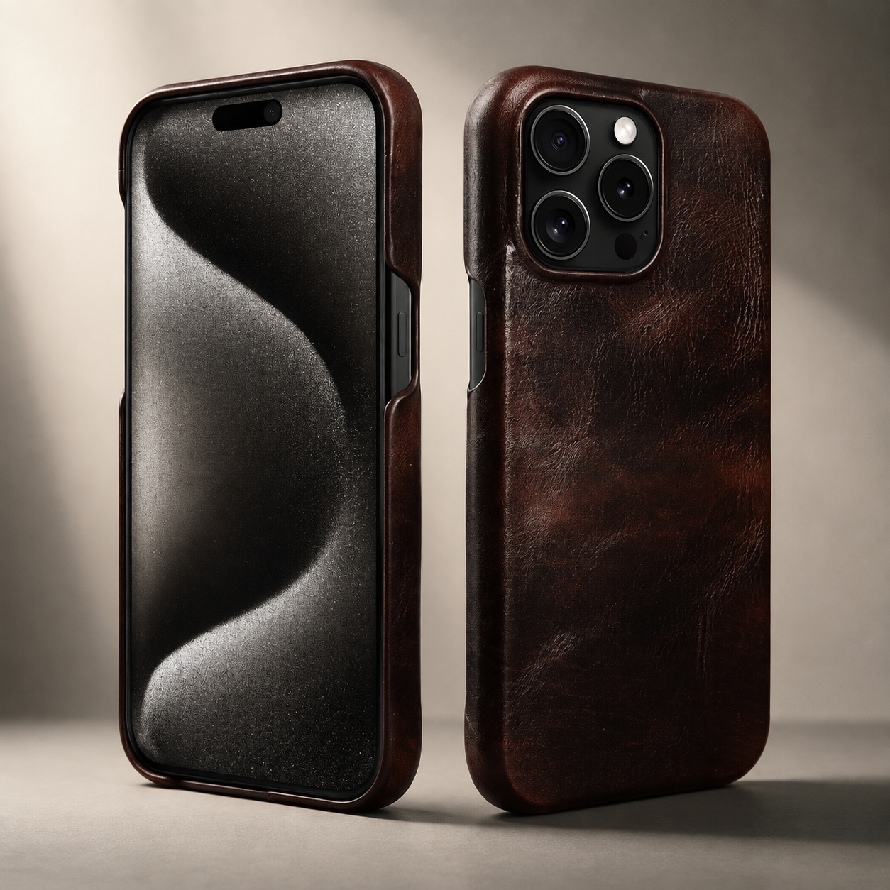 Premium Luxury iPhone Case MagSafe Compatible Genuine Leather Cover Strap Design Shockproof Camera Protection Slim Carry Durable Design Finish