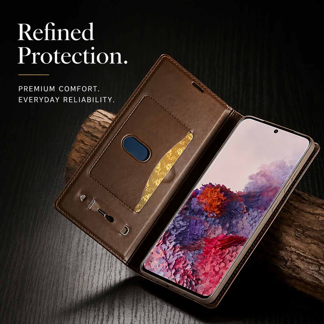 Premium Luxury iPhone Case MagSafe Compatible Genuine Leather Flip Wallet Cover Card Holder Magnetic Closure Shockproof Camera Protection Slim Design Finish