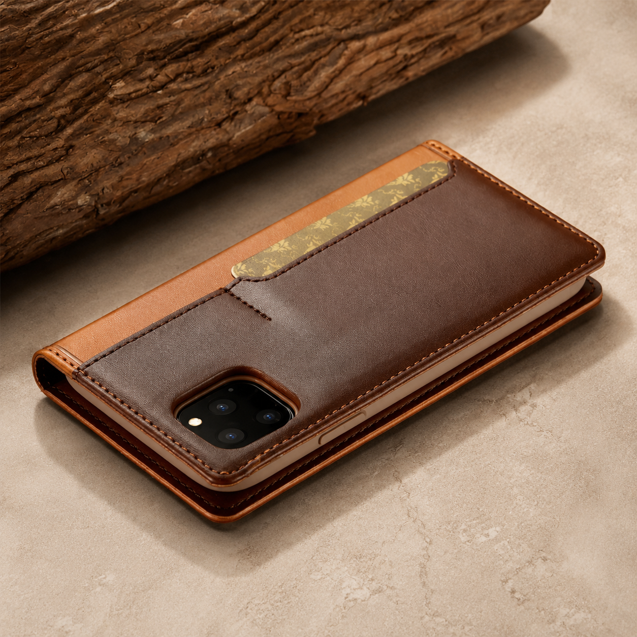 Premium Luxury iPhone Case MagSafe Compatible Genuine Leather Flip Wallet Cover Card Holder Magnetic Closure Shockproof Camera Protection Slim Design Finish