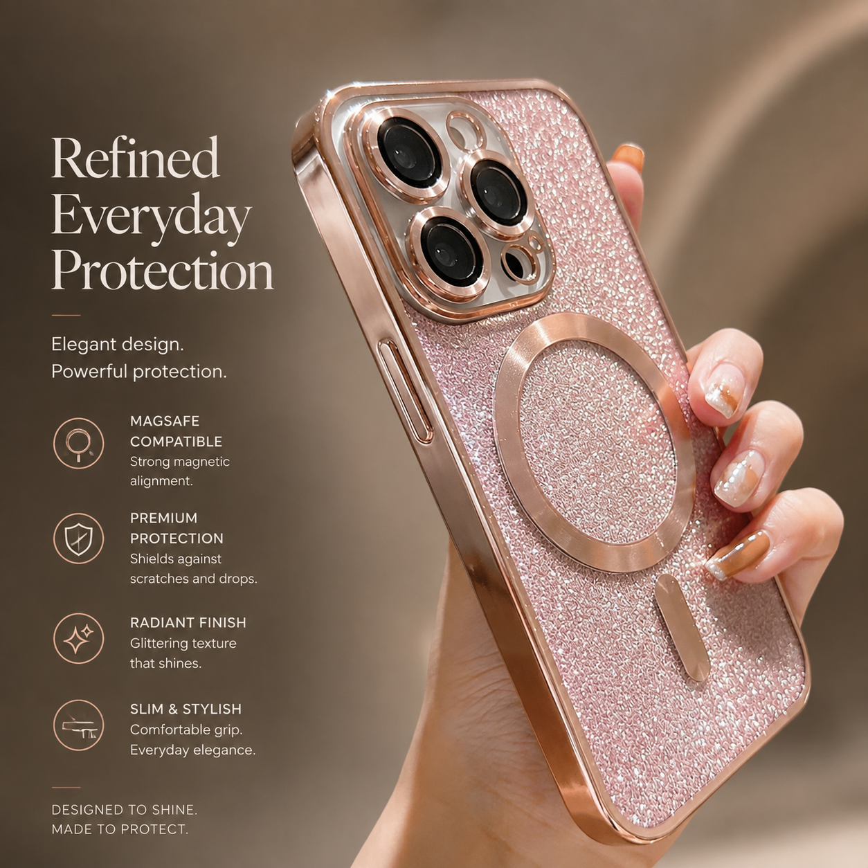 Premium Luxury iPhone Case MagSafe Compatible Gradient Glitter Crossbody Strap TPU Cover Camera Lens Protection Shockproof Slim Design Finish