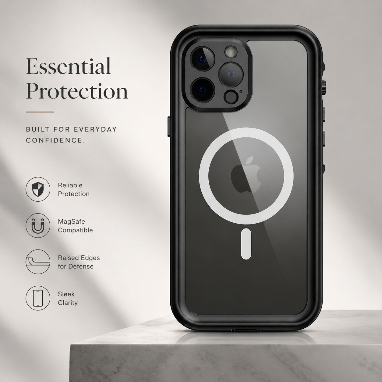 Premium Luxury iPhone Case MagSafe Compatible IP68 Waterproof Cover 360 Full Body Sealed Shockproof Camera Lens Protection Dustproof Durable Design