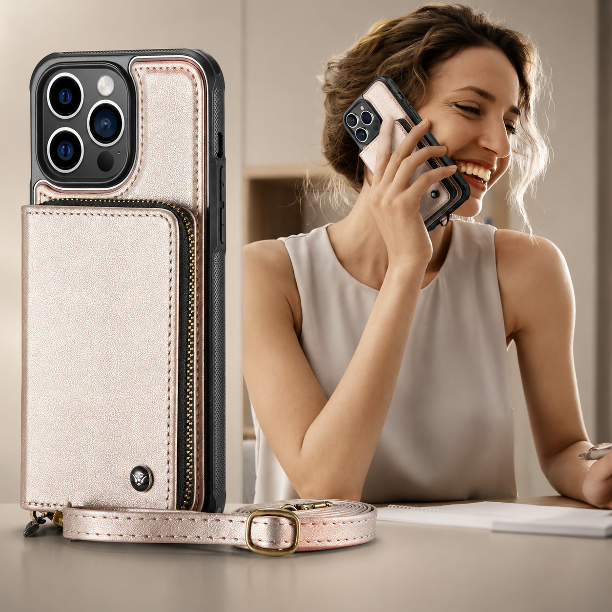 Premium Luxury iPhone Case MagSafe Compatible Leather Crossbody Wallet Cover Card Holder Strap Stand Shockproof Full Body Protection Slim Design Finish