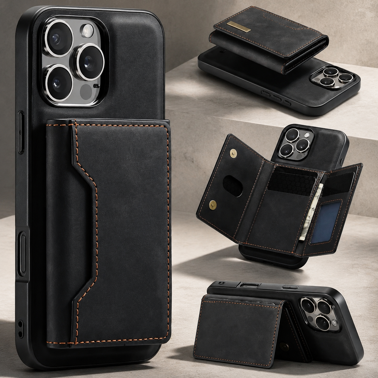 Premium Luxury iPhone Case MagSafe Compatible Leather Wallet Cover Card Holder Shockproof Camera Protection Slim Protective Durable Design Finish