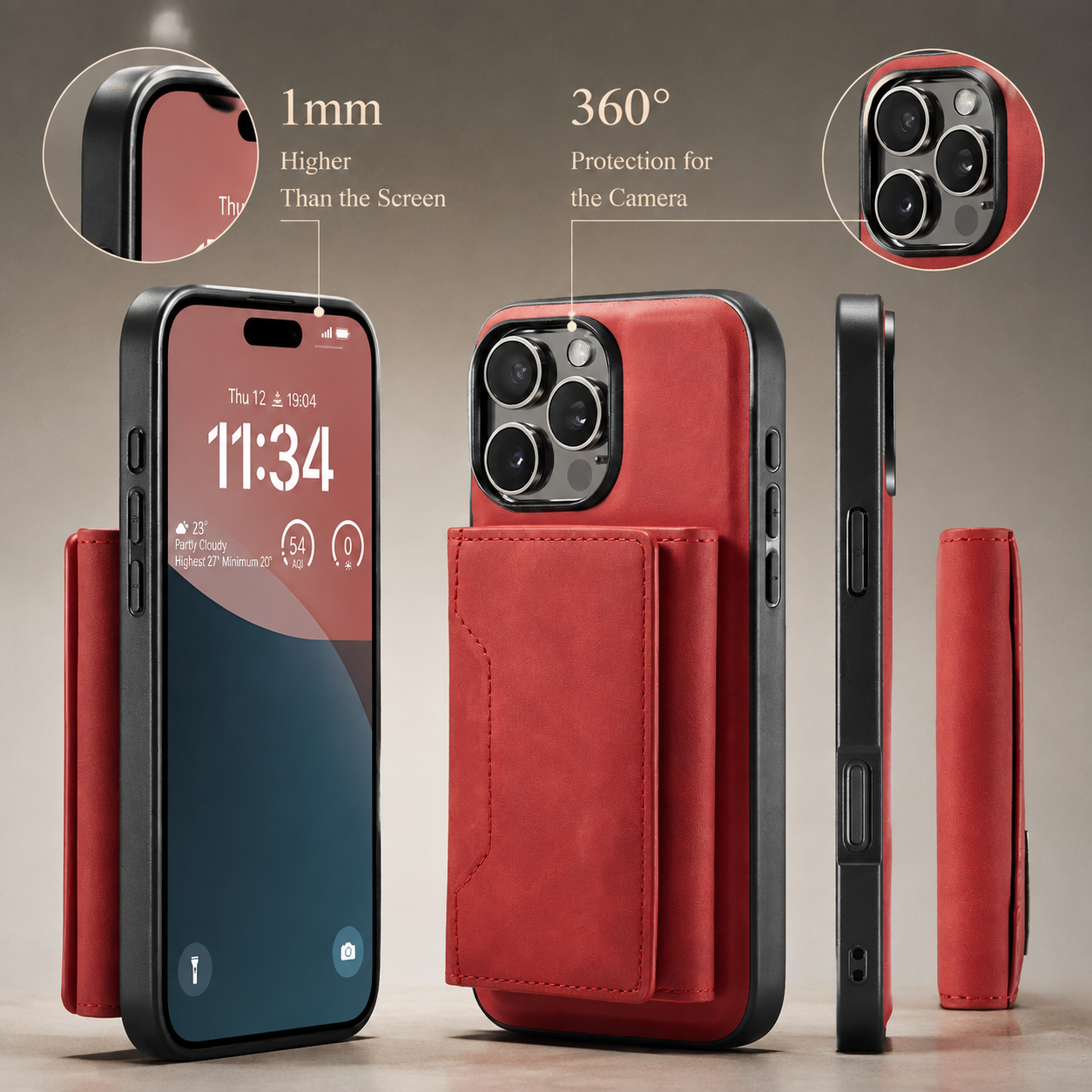 Premium Luxury iPhone Case MagSafe Compatible Leather Wallet Cover Card Holder Shockproof Camera Protection Slim Protective Durable Design Finish