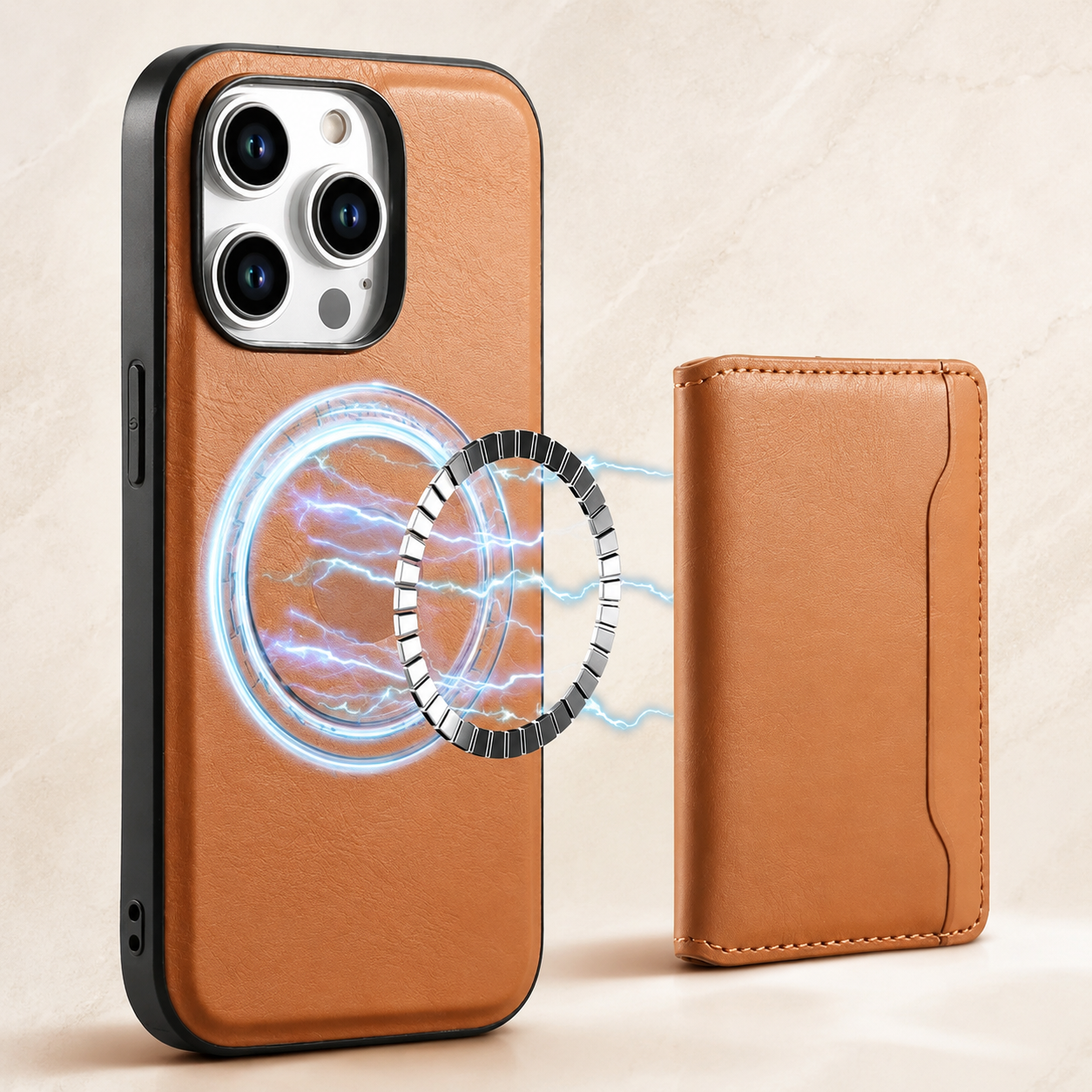 Premium Luxury iPhone Case MagSafe Compatible Leather Wallet Cover Card Holder Shockproof Camera Protection Slim Protective Durable Design Finish