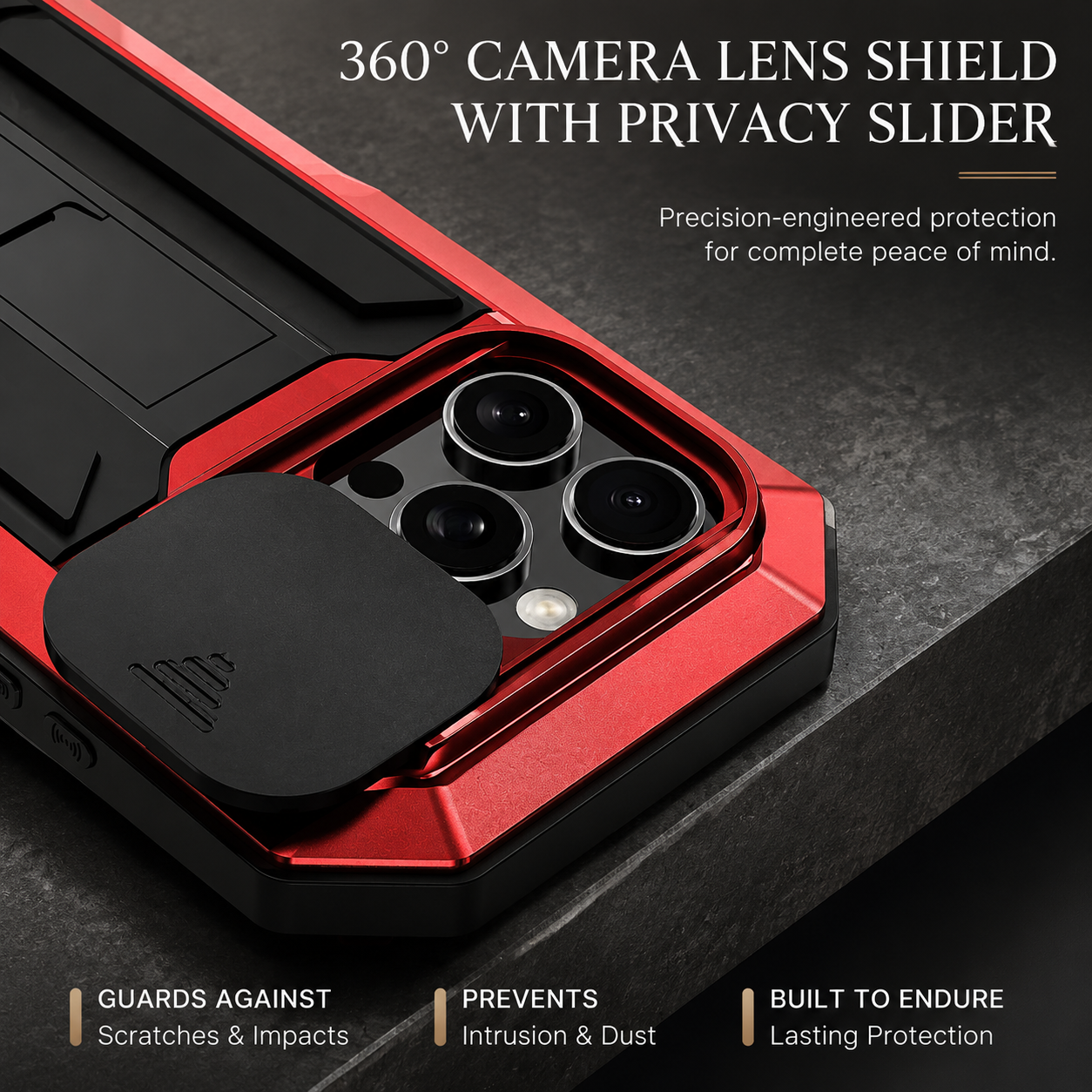 Premium Luxury iPhone Case MagSafe Compatible Military Metal Armor Cover Slide Camera Protector Tempered Glass Screen Shockproof Full Body Waterproof Rugged Design