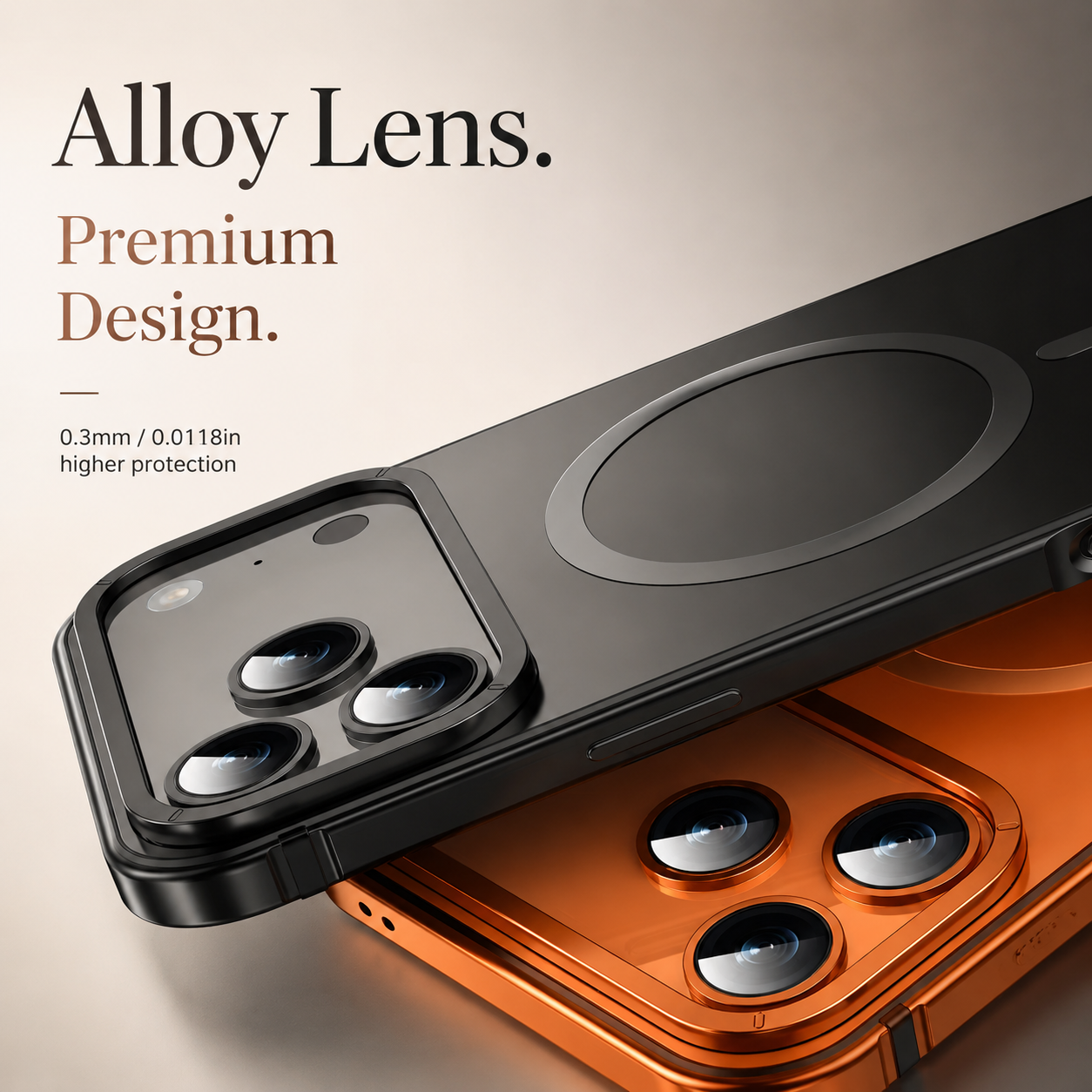 Premium Luxury iPhone Case MagSafe Compatible Orange Aluminum Alloy Cover Magnetic Glass Camera Protection Shockproof Matte Anti Scratch Durable Design