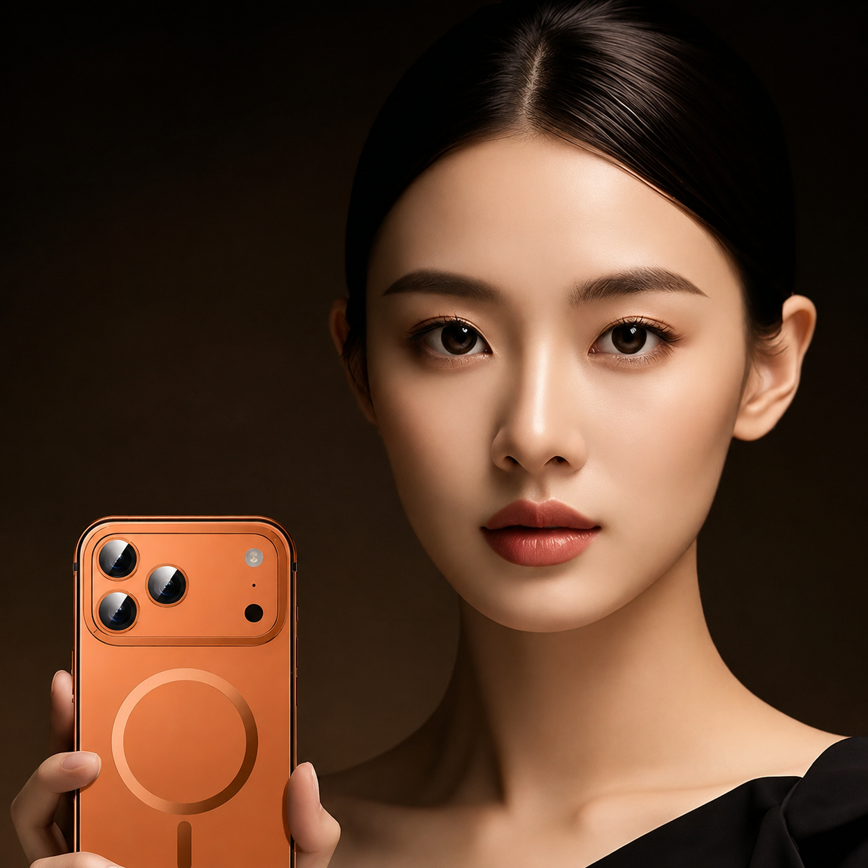 Premium Luxury iPhone Case MagSafe Compatible Orange Aluminum Alloy Cover Magnetic Glass Camera Protection Shockproof Matte Anti Scratch Durable Design