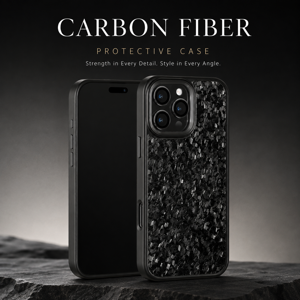 Premium Luxury iPhone Case MagSafe Compatible Real Forged Carbon Fiber Cover Metal Lens Button Shockproof Dual Layer Full Coverage Protective Design