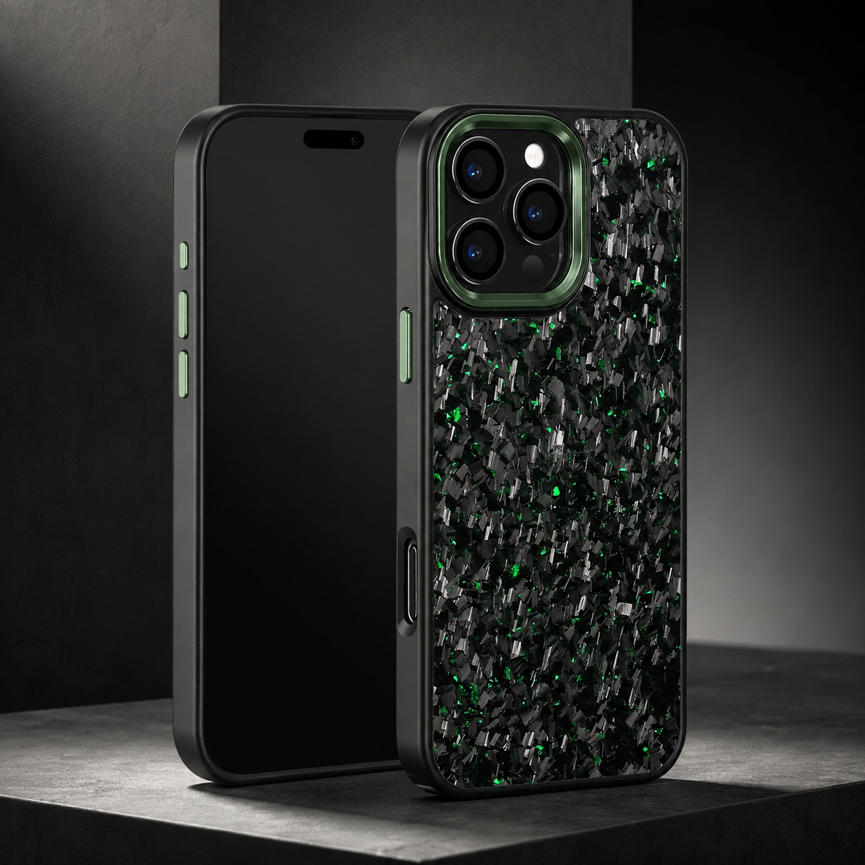 Premium Luxury iPhone Case MagSafe Compatible Real Forged Carbon Fiber Cover Metal Lens Button Shockproof Dual Layer Full Coverage Protective Design