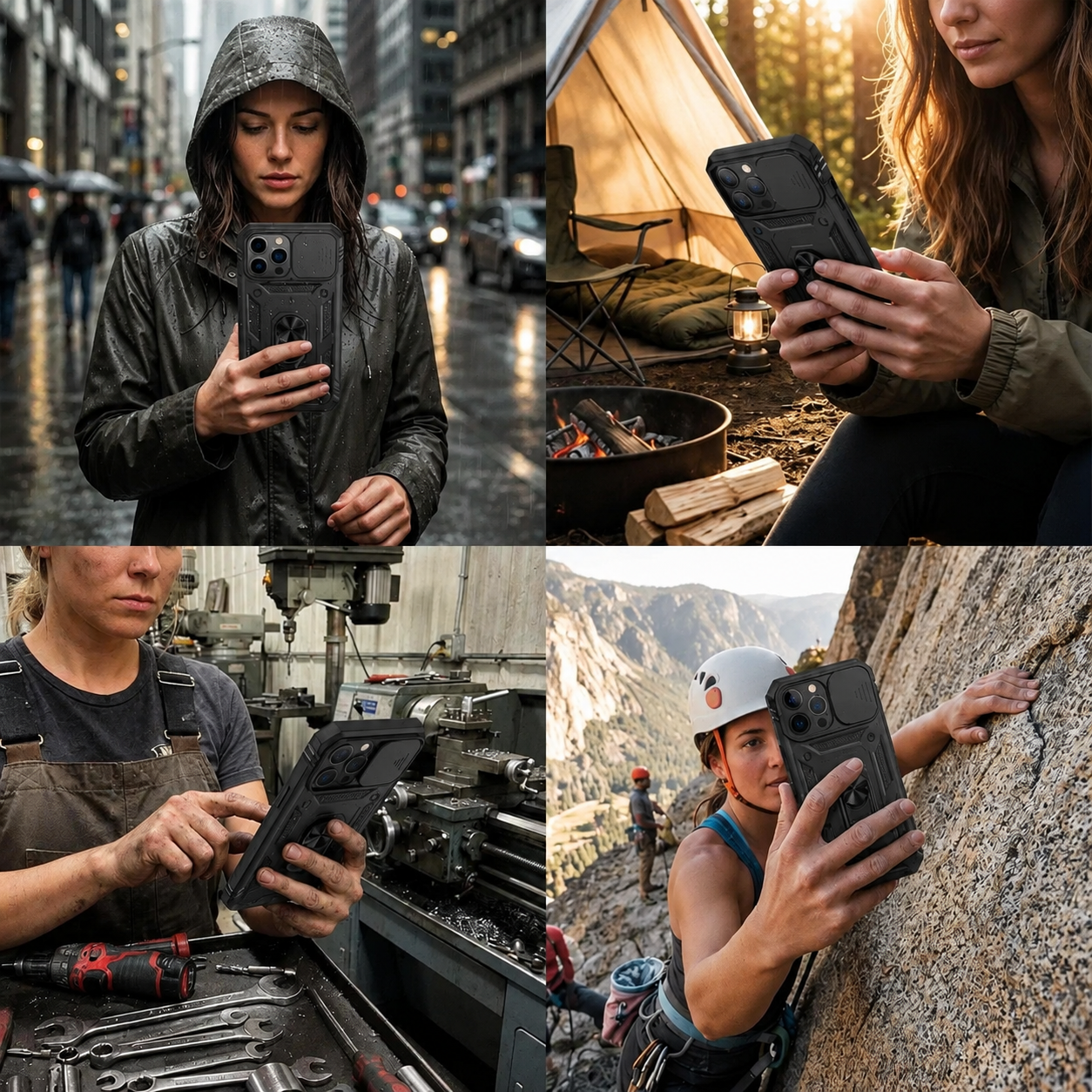 Premium Luxury iPhone Case MagSafe Compatible Rugged Armor Cover Kickstand Card Holder Shockproof 360 Protection Camera Lens Durable Design Finish