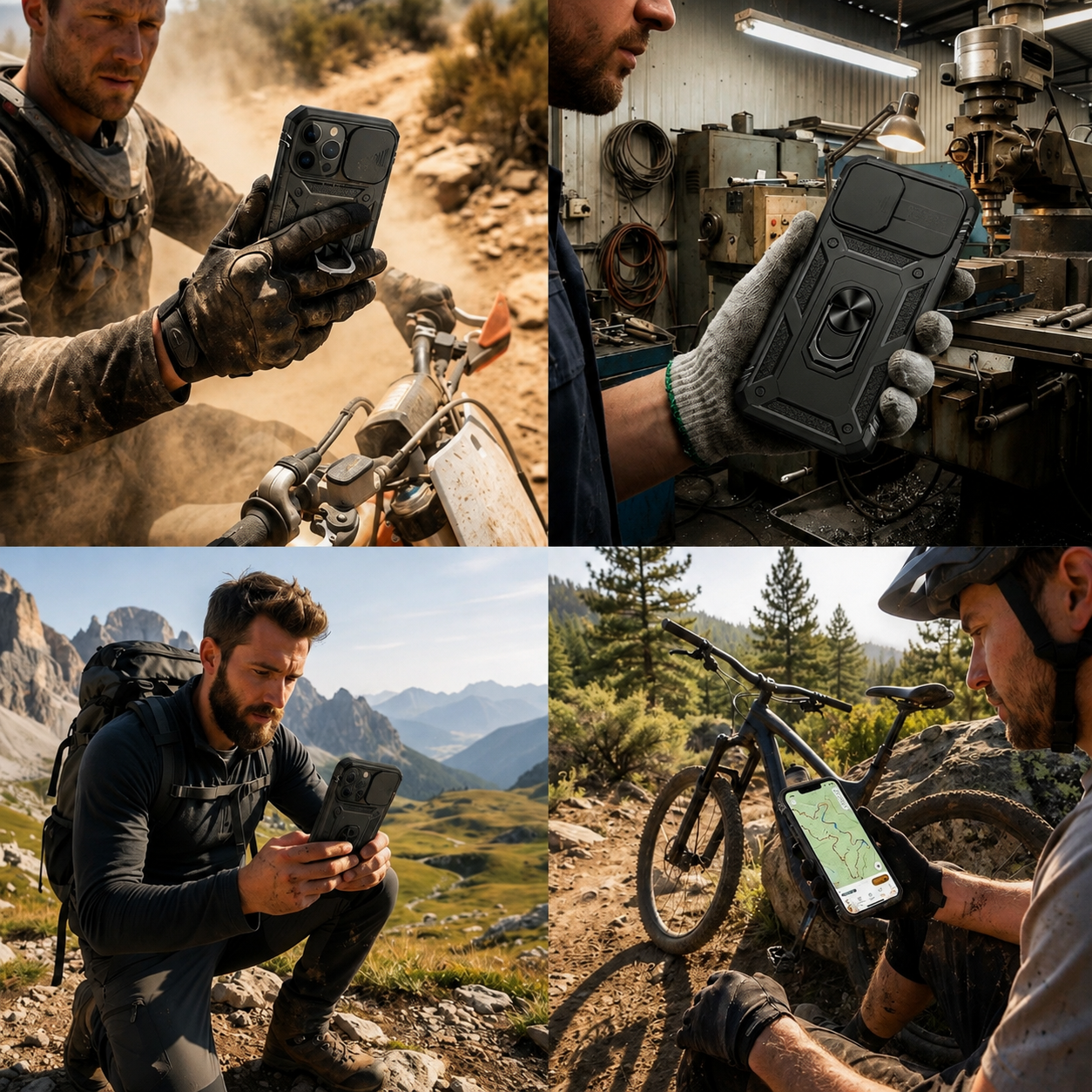 Premium Luxury iPhone Case MagSafe Compatible Rugged Armor Cover Kickstand Card Holder Shockproof 360 Protection Camera Lens Durable Design Finish