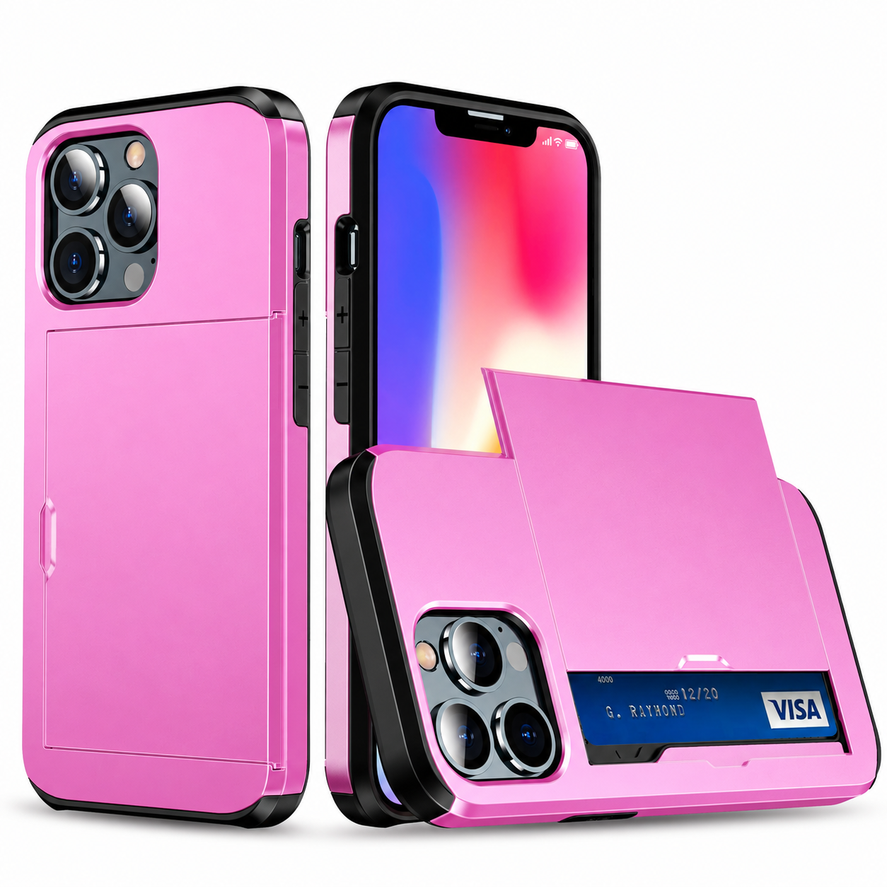 Premium Luxury iPhone Case MagSafe Compatible Slider Wallet Cover Card Holder Dual Layer PC TPU Shockproof Camera Protection Slim Design Finish