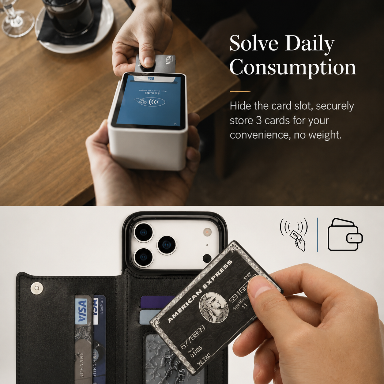 Premium Luxury iPhone Case Magnetic Flip Wallet Cover Faux Leather Card Holder Kickstand Shockproof Full Body Camera Protection Slim Design Finish