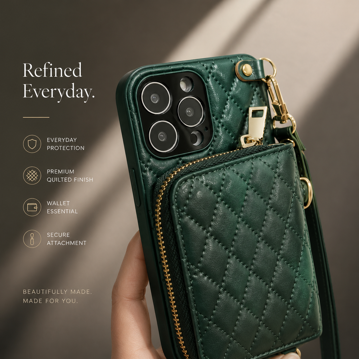 Premium MagSafe iPhone Case Wallet Crossbody PU Leather Zipper Pouch Card Holder Strap Magnetic Closure Shockproof Protective Cover