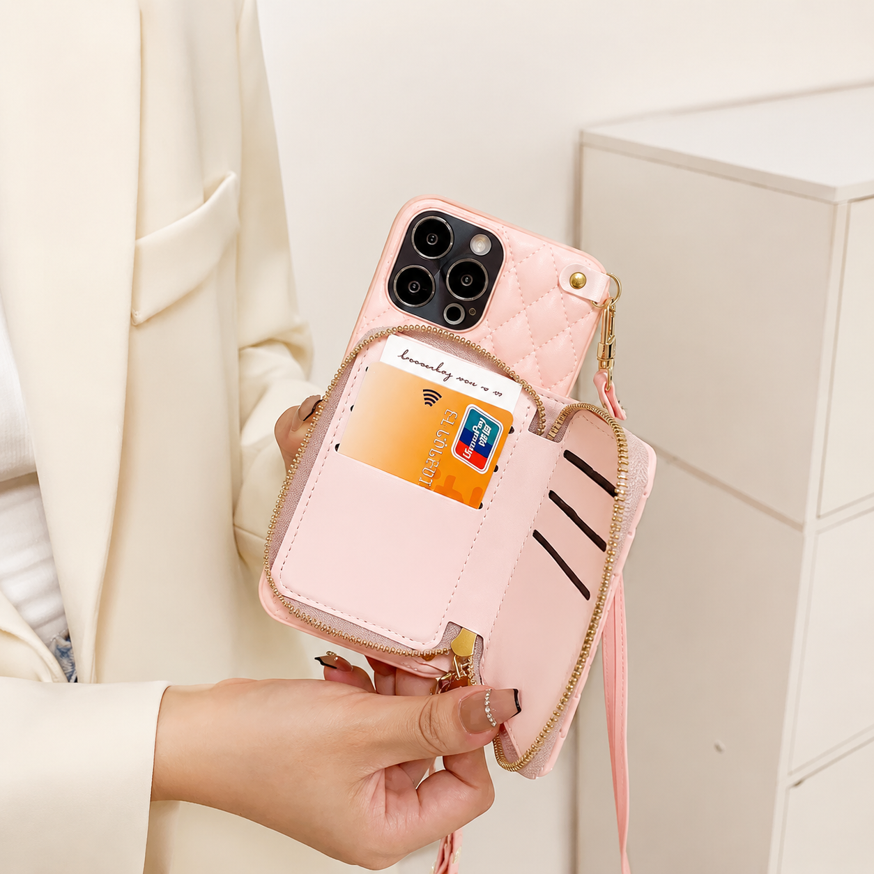 Premium MagSafe iPhone Case Wallet Crossbody PU Leather Zipper Pouch Card Holder Strap Magnetic Closure Shockproof Protective Cover