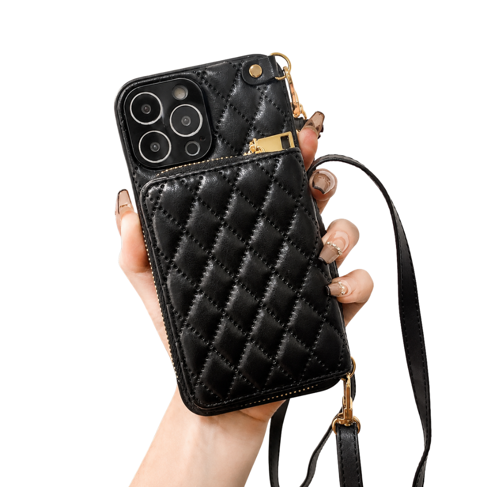 Premium MagSafe iPhone Case Wallet Crossbody PU Leather Zipper Pouch Card Holder Strap Magnetic Closure Shockproof Protective Cover