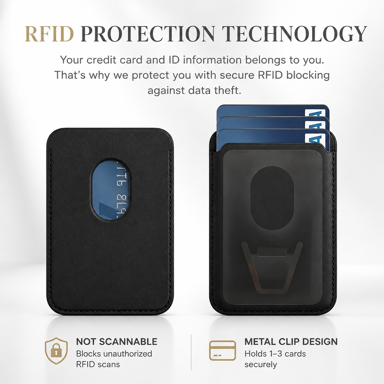 Premium Magnetic Leather Wallet for MagSafe Slim RFID Blocking Card Holder Strong Magnetic Wallet Anti-Scratch Leather Card Case Compatible with iPhone