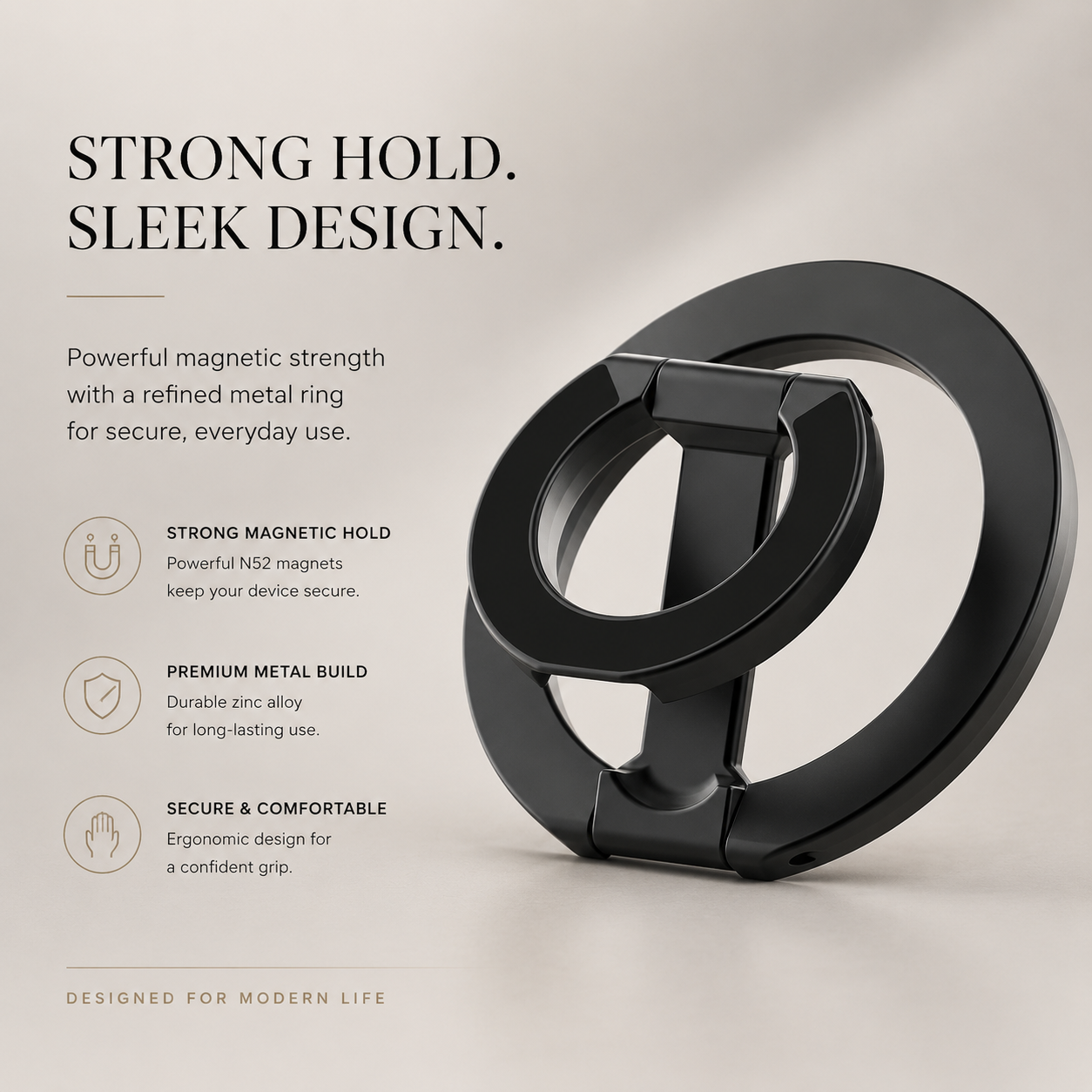 Premium Magnetic Ring Holder MagSafe Phone Grip Stand Double Sided Magnetic Finger Ring Holder Dual Magnet Kickstand Compatible with iPhone