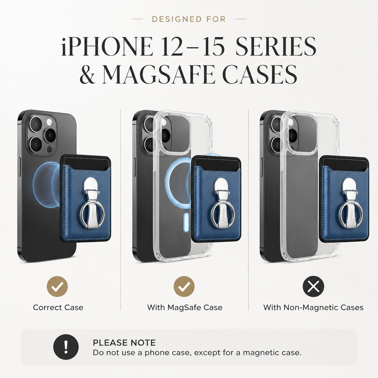 Premium Magnetic Wallet Case for MagSafe Card Holder Magnetic Wallet Multiple Card Slots Foldable Ring Holder Kickstand Strong Magnetic Attachment Compatible with iPhone