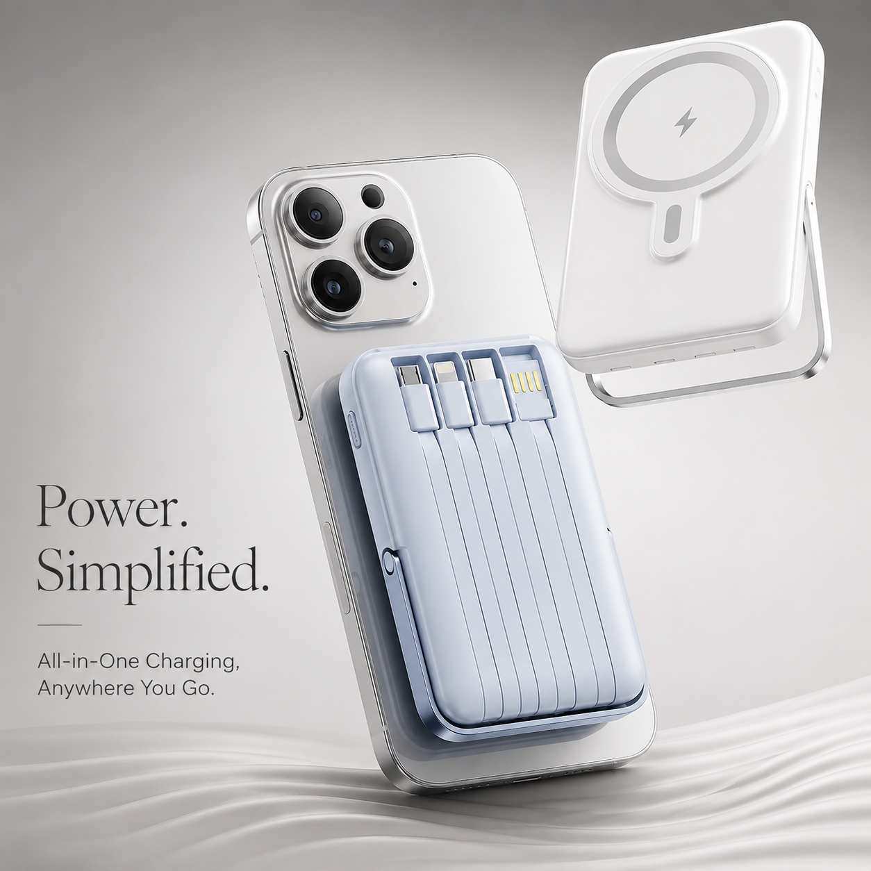 Premium Magnetic Wireless Power Bank 10000mAh 22.5W Fast Charging Portable Battery Built In Cable Wireless Charger Stand PD Compatible with iPhone