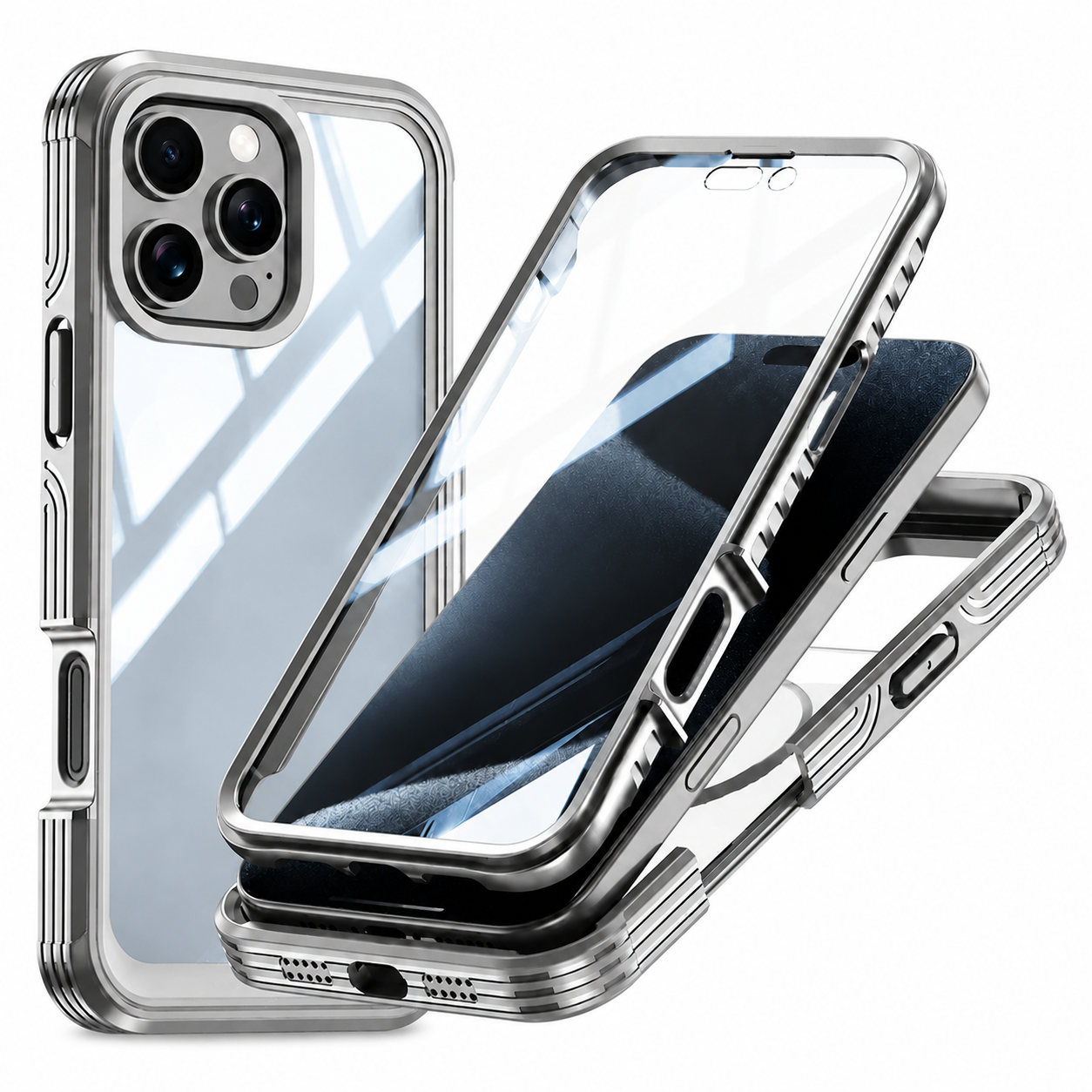 Premium Magnetic iPhone Case Full Body Tempered Glass MagSafe Compatible Shockproof Cover 360 Protection Wireless Charging Slim Protective Design