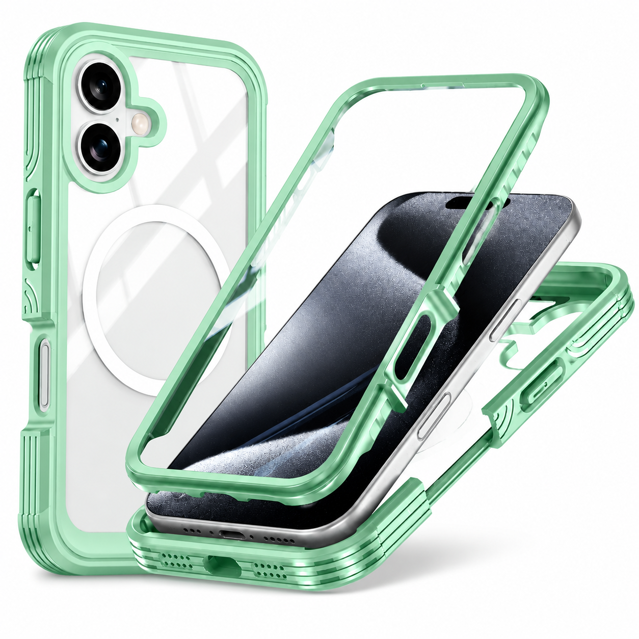 Premium Magnetic iPhone Case Full Body Tempered Glass MagSafe Compatible Shockproof Cover 360 Protection Wireless Charging Slim Protective Design