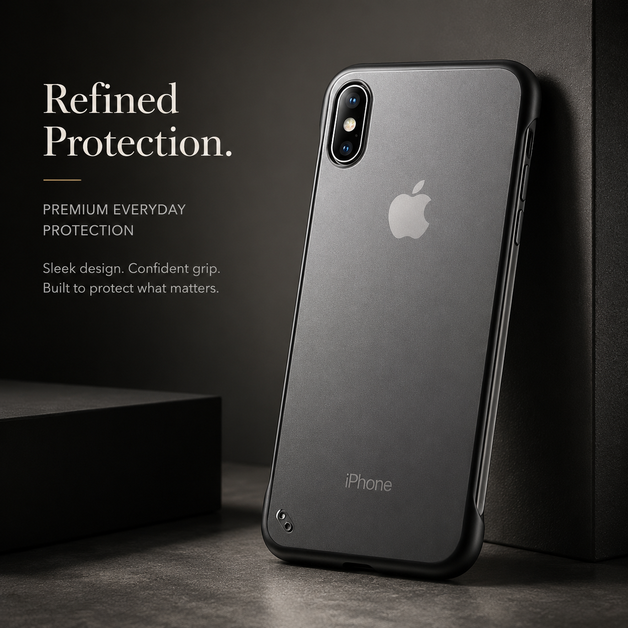 Premium Slim Frameless iPhone Case Matte PC Back Cover TPU Edge Lightweight Shockproof Scratch Resistant Minimal Protective Cover