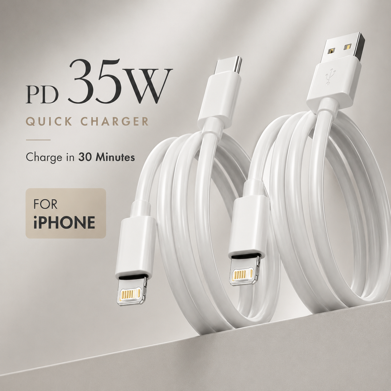 Premium USB C PD Fast Charging Cable 35W 2.4A Data Sync Charging Cord Durable TPE TPU Fast Charge Cable Reliable Power Compatible with iPhone
