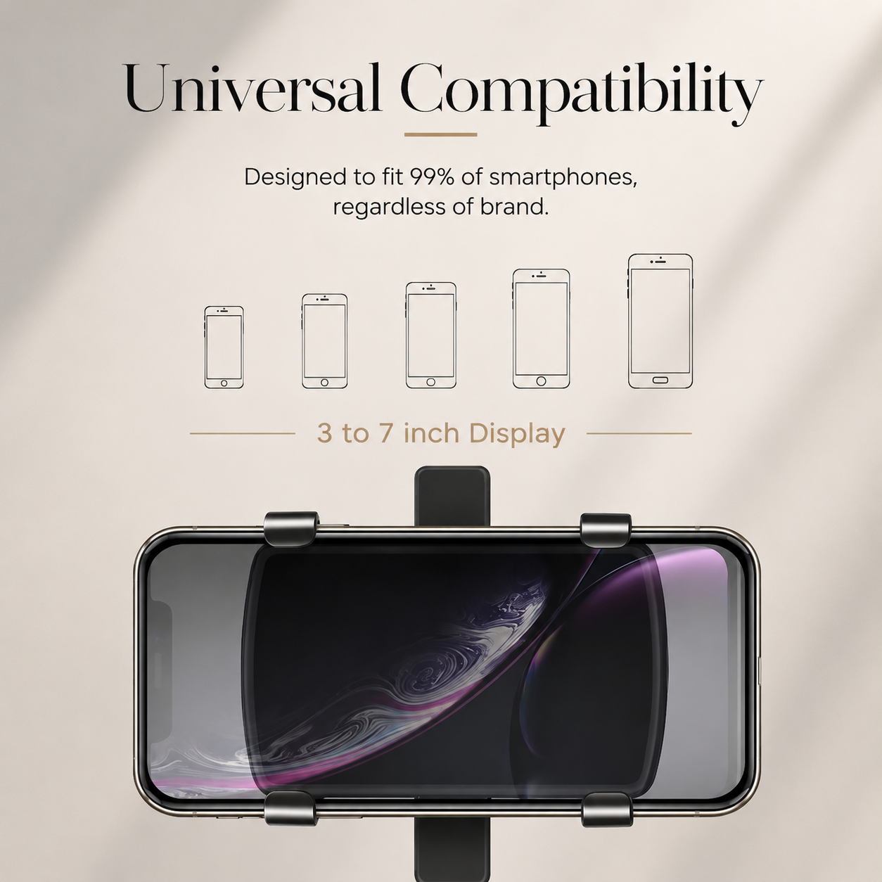 Premium Universal Car Phone Holder Mount 3-in-1 Dashboard Rearview Mirror Sun Visor Stand 360° Rotation Anti-Slip Compatible with iPhone