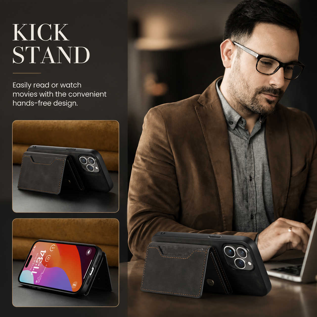 Premium iPhone Case 2-in-1 Detachable Magnetic Wallet Cover PU Leather Card Holder Shockproof Protective Case Pocket Design