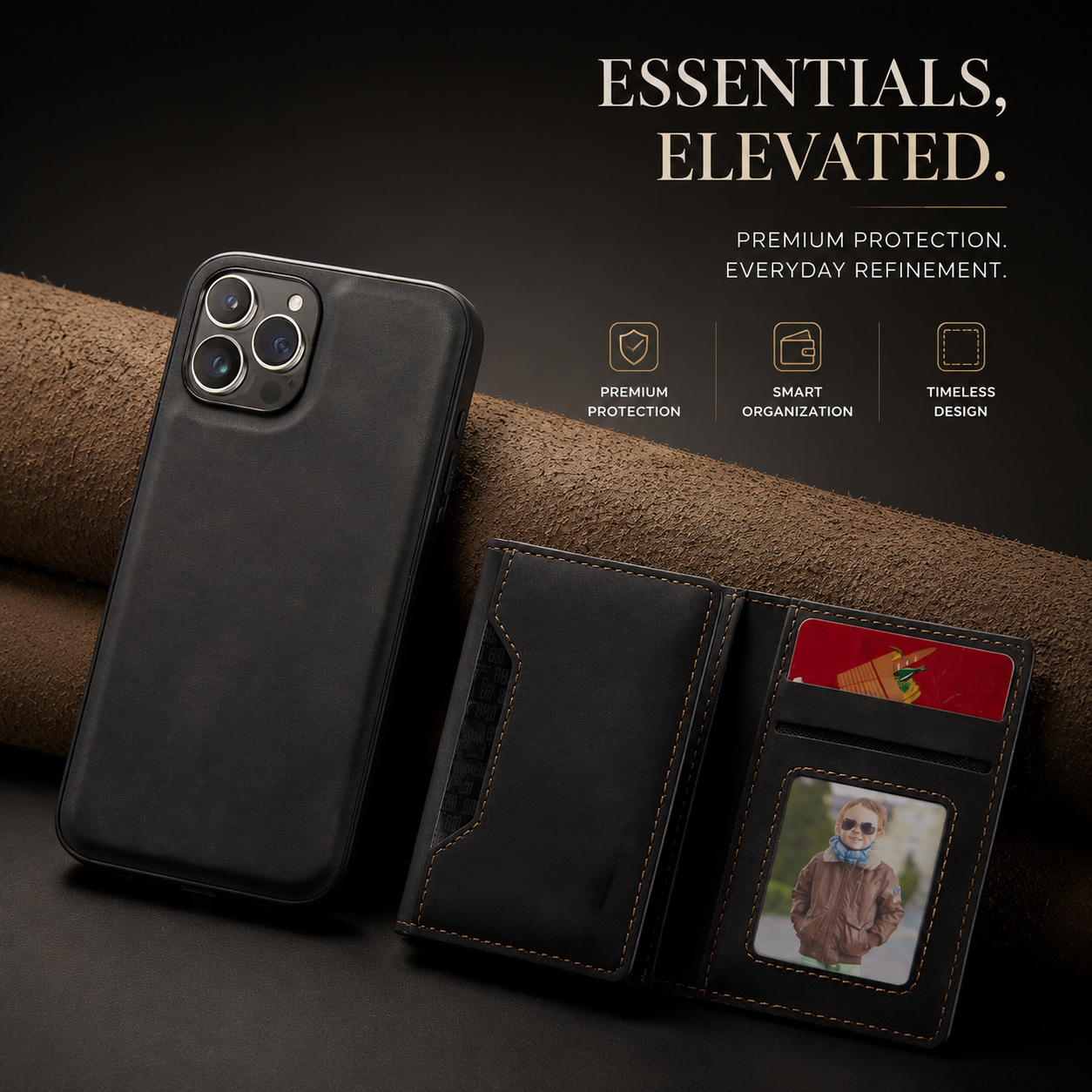 Premium iPhone Case 2-in-1 Detachable Magnetic Wallet Cover PU Leather Card Holder Shockproof Protective Case Pocket Design
