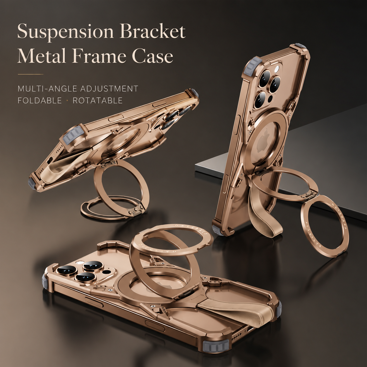 Premium iPhone Case 360 Rotating Stand Frameless Metal Frame MagSafe Compatible Shockproof Magnetic Protective Cover Camera Lens Screen Protection Ultra Thin Design