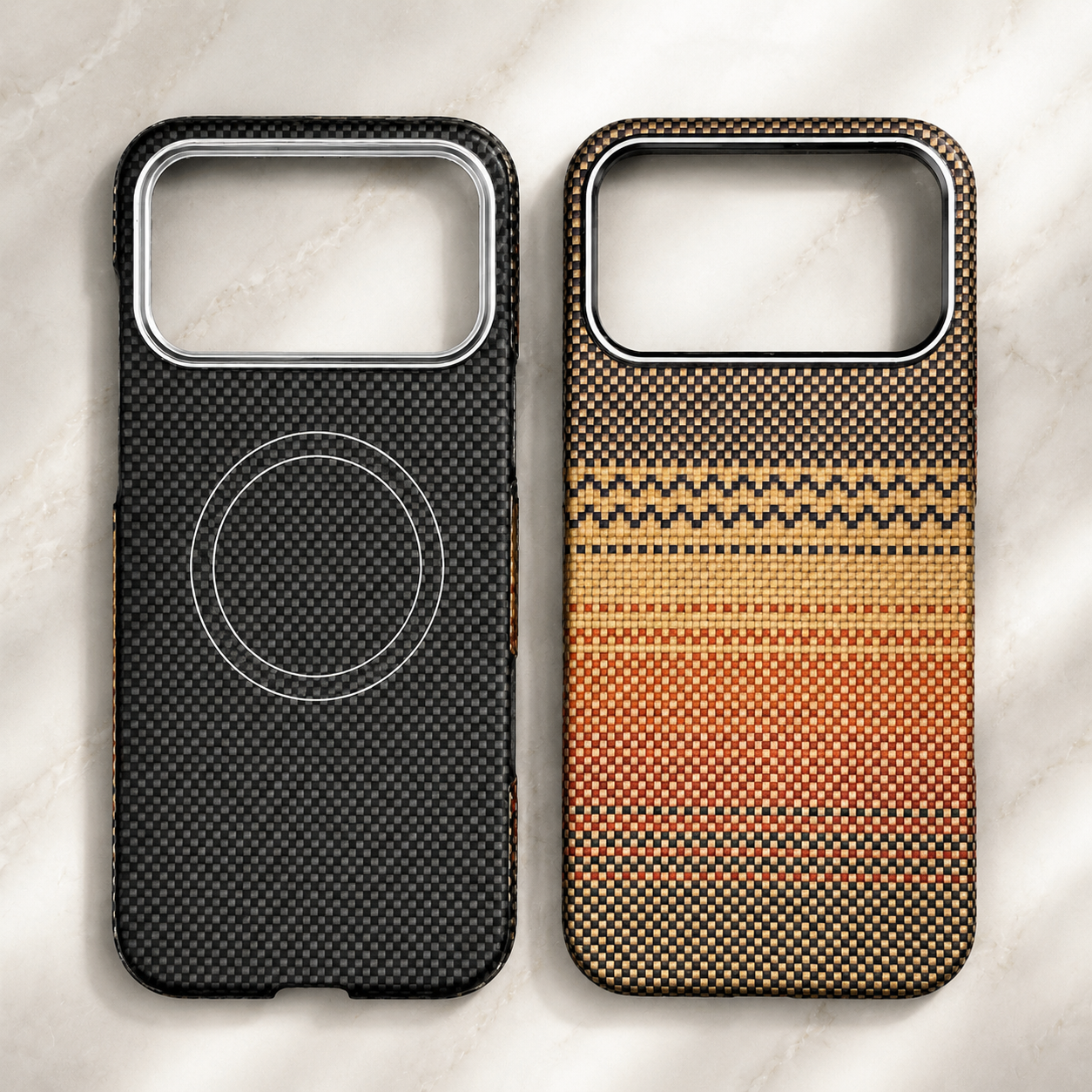 Premium iPhone Case 600D Real Carbon Fiber MagSafe Compatible Aramid Kevlar Cover Camera Lens Protection Waterproof Anti Fingerprint Ultra Thin Design