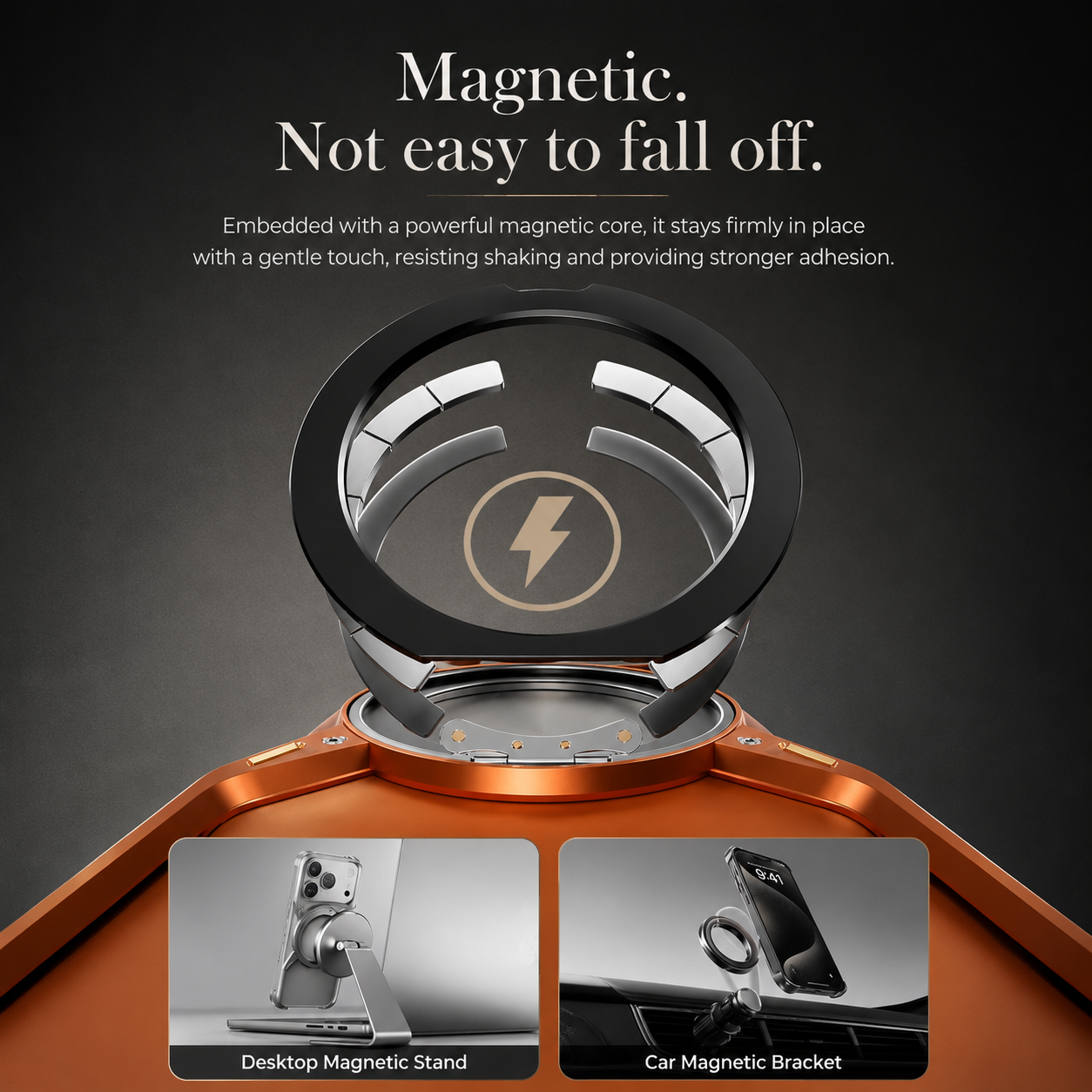 Premium iPhone Case Aluminum Alloy Bumper MagSafe Compatible Magnetic Cover 360° Rotating Ring Stand Shockproof Camera Lens Guard