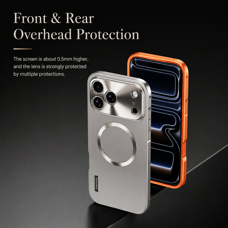 Premium iPhone Case Aluminum Alloy Frame Protective Cover Ultra Thin Frosted Matte Back Shockproof Camera Lens Guard Full Coverage