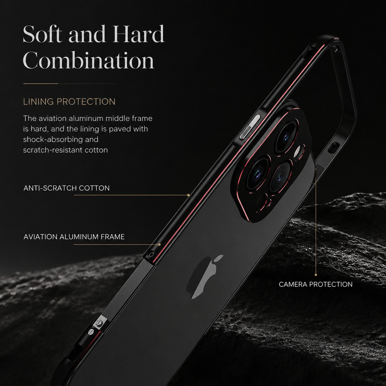 Premium iPhone Case Aluminum Bumper Metal Lens Frame Shockproof Protective Cover Camera Protection Slim Lightweight Durable Minimalist Design