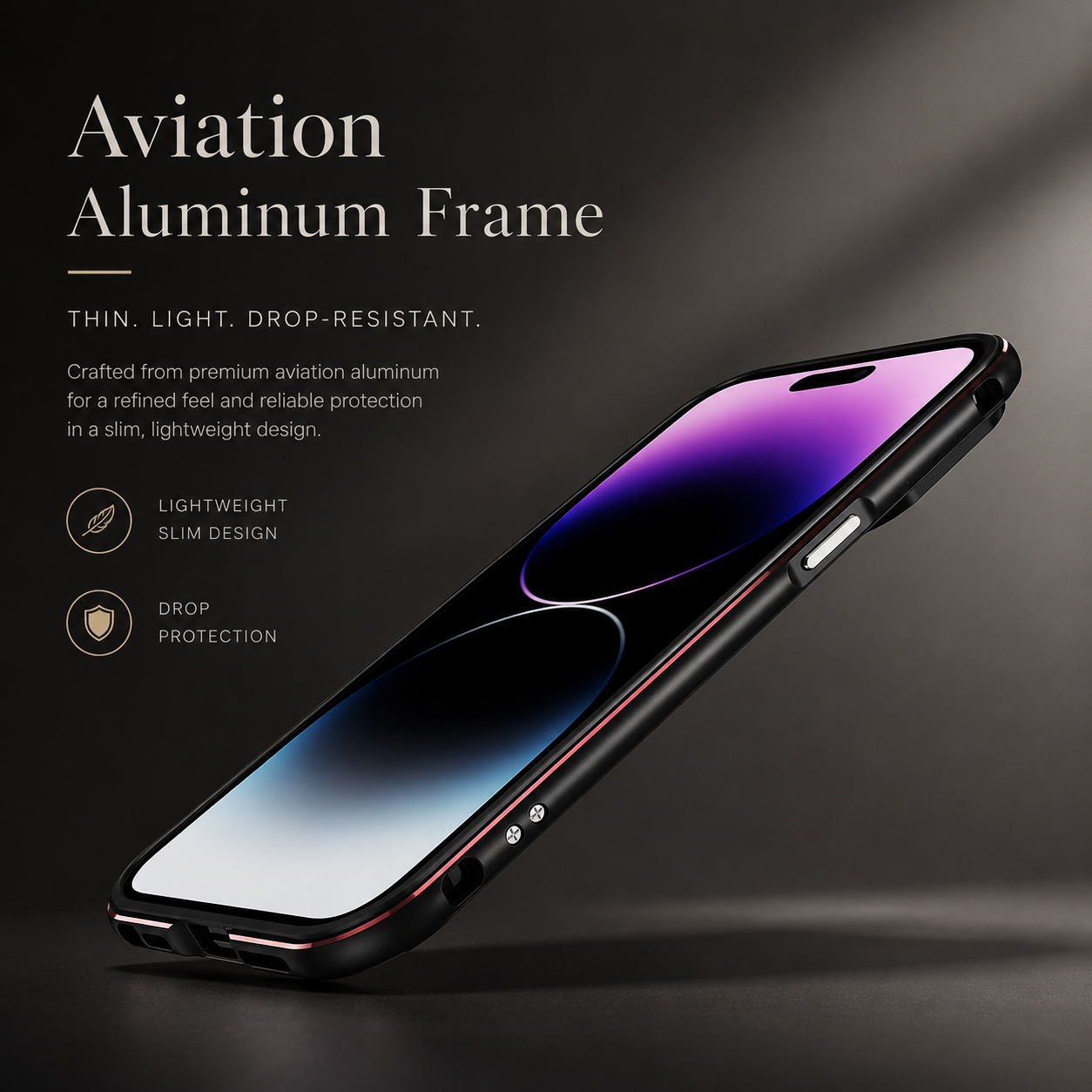 Premium iPhone Case Aluminum Bumper Metal Lens Frame Shockproof Protective Cover Camera Protection Slim Lightweight Durable Minimalist Design