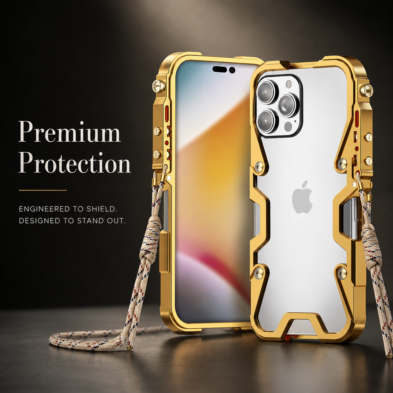 Premium iPhone Case Aluminum Metal Armor Bumper Shockproof Protective Cover Rugged Frame Design Scratch Resistant Slim Durable Full Coverage