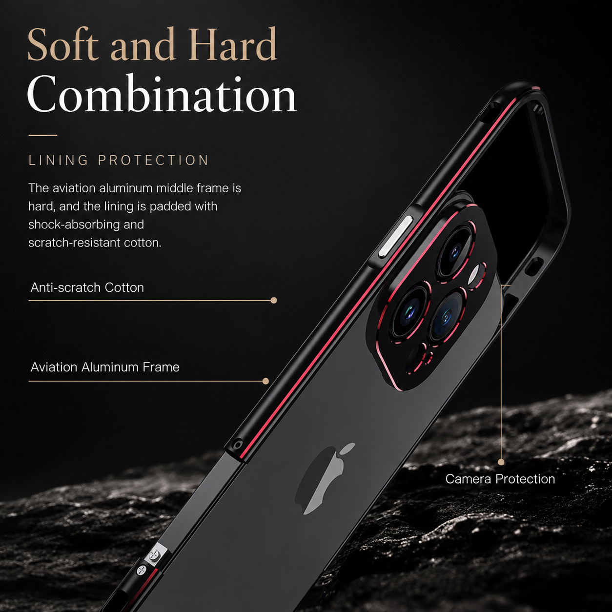 Premium iPhone Case Aluminum Metal Bumper Frame Camera Protector Shockproof Anti Scratch Protective Cover Slim Heavy Duty Design MagSafe Compatible
