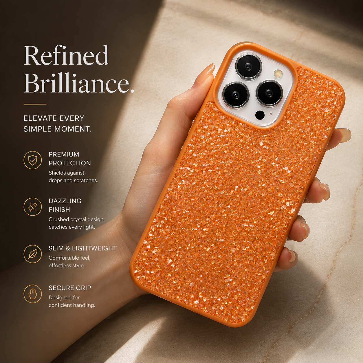 Premium iPhone Case Bling Crystal Diamond Cover MagSafe Compatible Shockproof Protective Case Flash Drill Design Camera Lens Screen Protection Ultra Thin Full Coverage