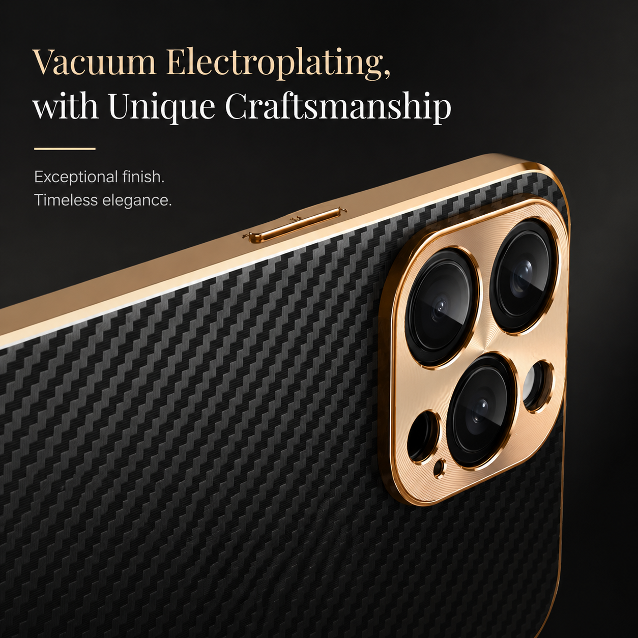 Premium iPhone Case Carbon Fiber Leather Alloy Lens Protection Shockproof Slim Fit Plating Design Wireless Charging Compatible Cover