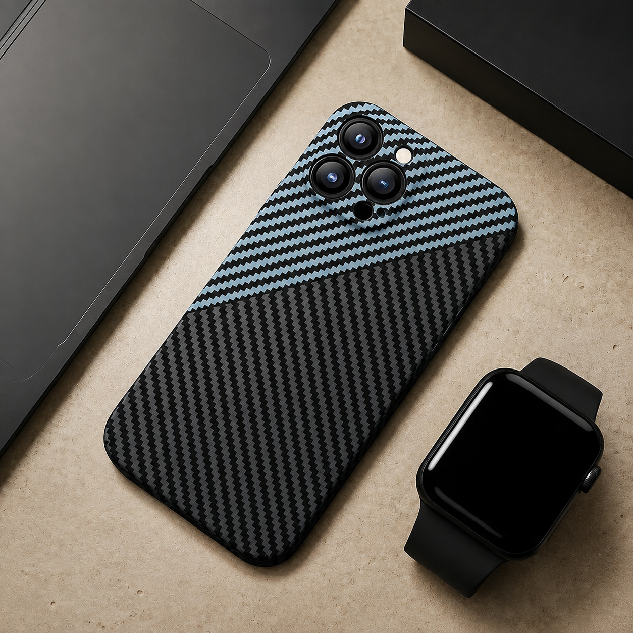 Premium iPhone Case Carbon Fiber Matte Protective Cover MagSafe Compatible Ultra Thin Camera Lens Protection Anti Fingerprint Slim Full Coverage