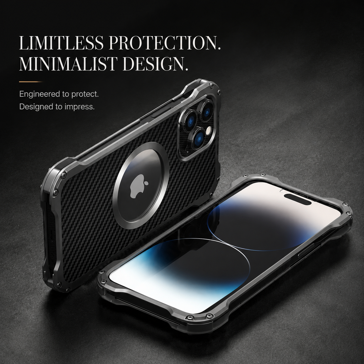 Premium iPhone Case Carbon Fiber Metal MagSafe Cover Anti Fall Shockproof Magnetic Back Shell Camera Lens Protection Ultra Thin Protective Case