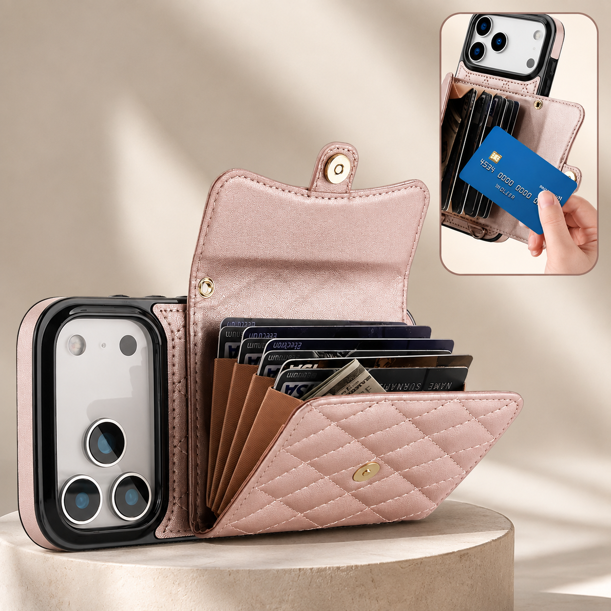 Premium iPhone Case Crossbody Leather Wallet Cover Card Holder Coin Pocket Wrist Strap Shoulder Strap Shockproof Protective Cover Full Coverage Non Slip Design