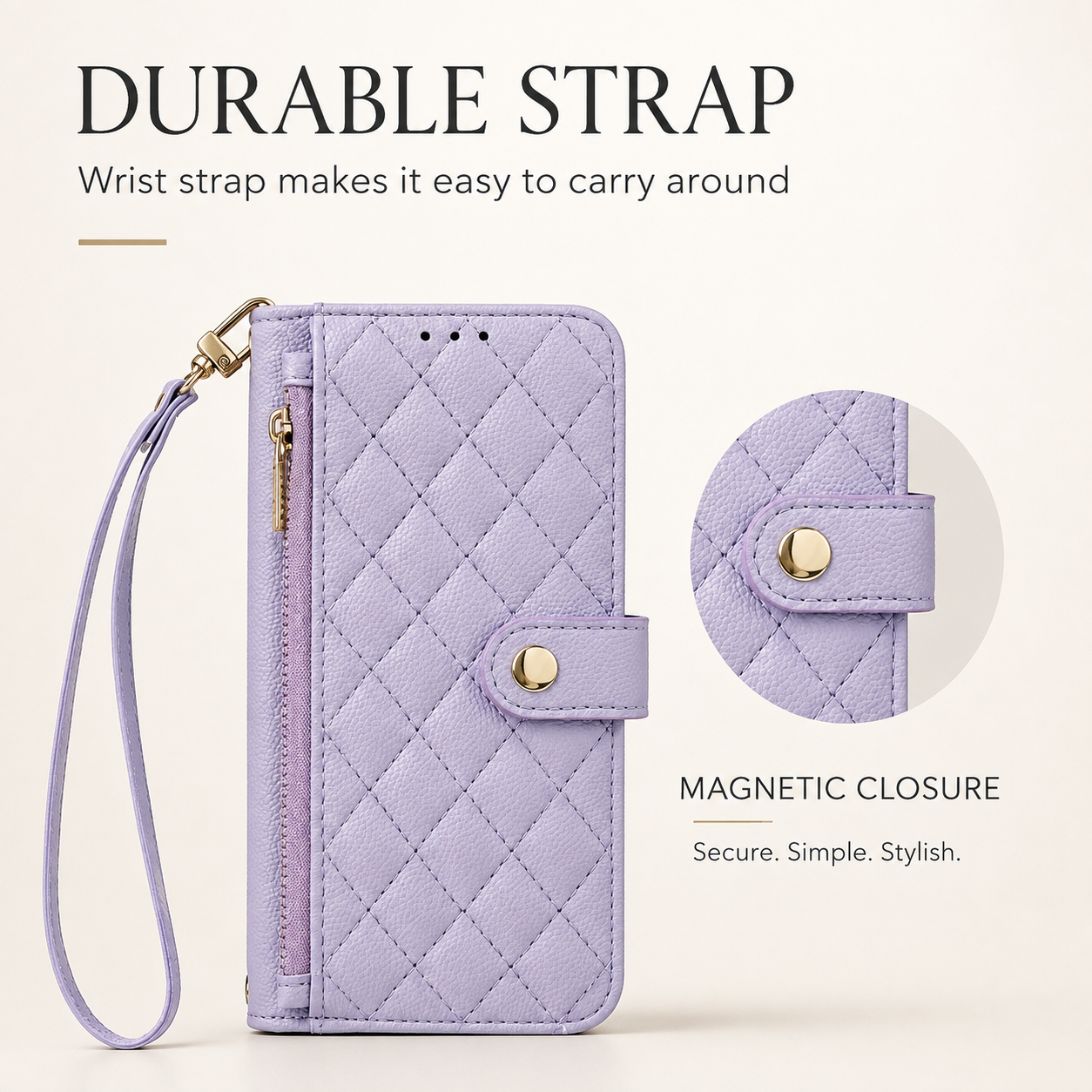 Premium iPhone Case Crossbody Leather Wallet Cover Card Holder Lanyard Strap Camera Lens Protection Anti Scratch Non Slip Protective PU Design