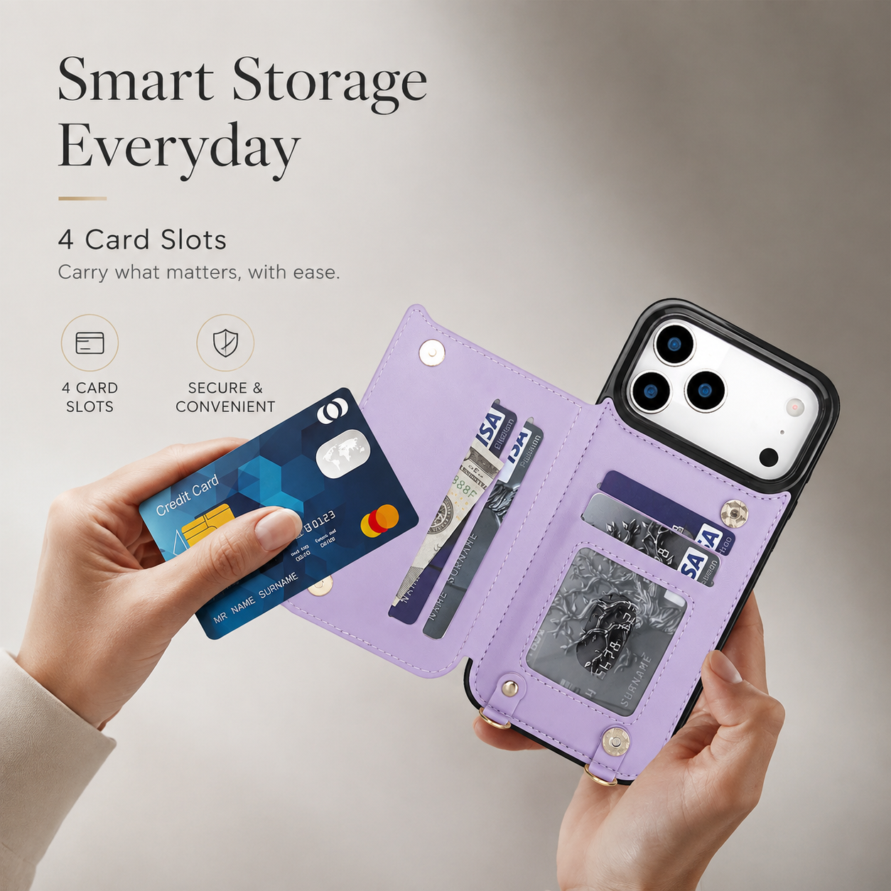 Premium iPhone Case Crossbody Leather Wallet Cover RFID Card Holder Zipper Pocket Lanyard Strap Shockproof Anti Fingerprint Full Coverage