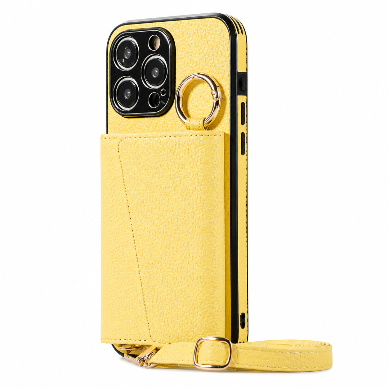 Premium iPhone Case Crossbody Wallet Leather Cover MagSafe Compatible Card Holder Strap Finger Ring Stand Shockproof Protective Case Full Coverage Design