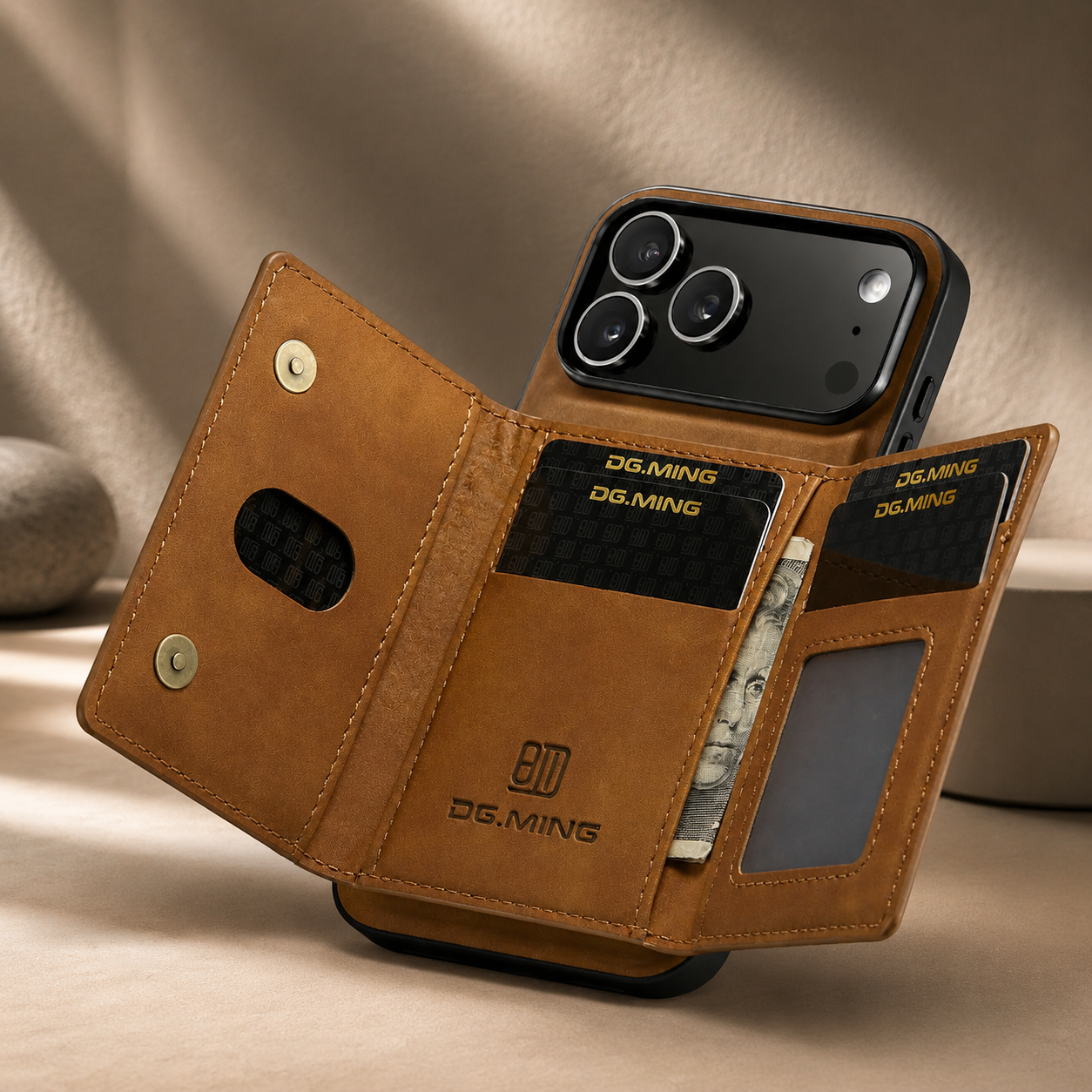 Premium iPhone Case Detachable Magnetic Leather Wallet Protective Cover Card Holder Kickstand Camera Lens Protection Anti Scratch Full Coverage